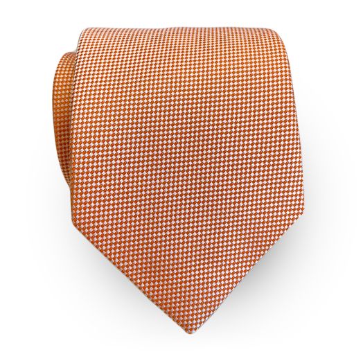 Seaward & Stearn English Woven Silk Tie - Basketweave - Orange & White (115280)
