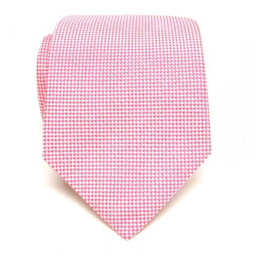 Seaward & Stearn English Woven Silk Tie - Basketweave - Pink & White (84932)
