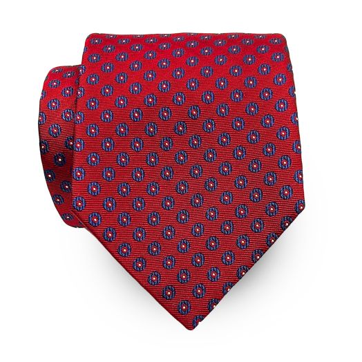 Seaward & Stearn English Woven Silk Tie - Circles - Red (110882)
