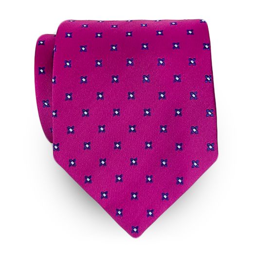 Seaward & Stearn English Woven Silk Tie - Fuchsia & Navy Florettes (115287)
