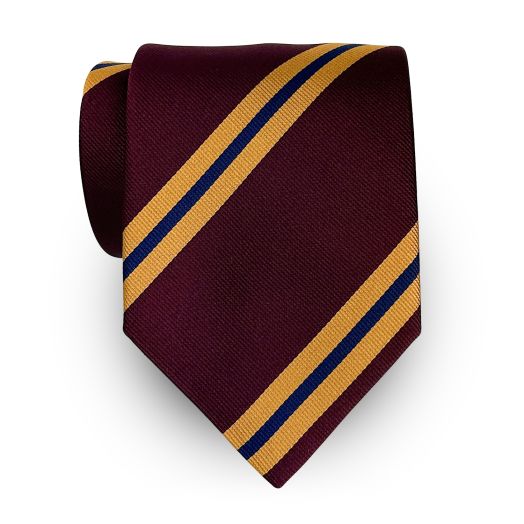 Seaward & Stearn English Woven Silk Tie - Linwood Stripe - Burgundy, Gold & Navy (116839)