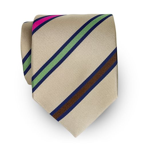 Seaward & Stearn English Woven Silk Tie - Multi Stripe - Taupe(118925)