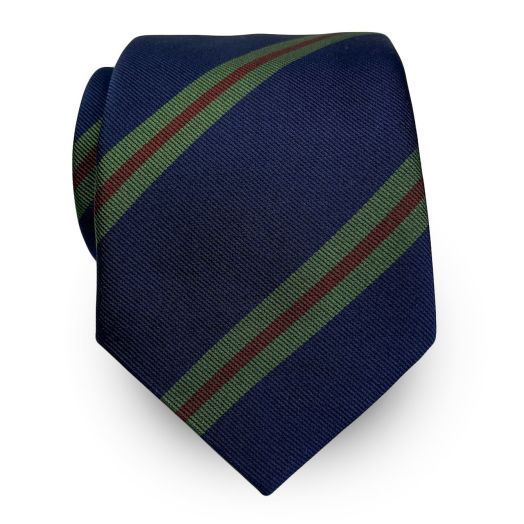 Seaward & Stearn English Woven Silk Tie - Repp Stripe - Navy, Olive & Rust (113250)