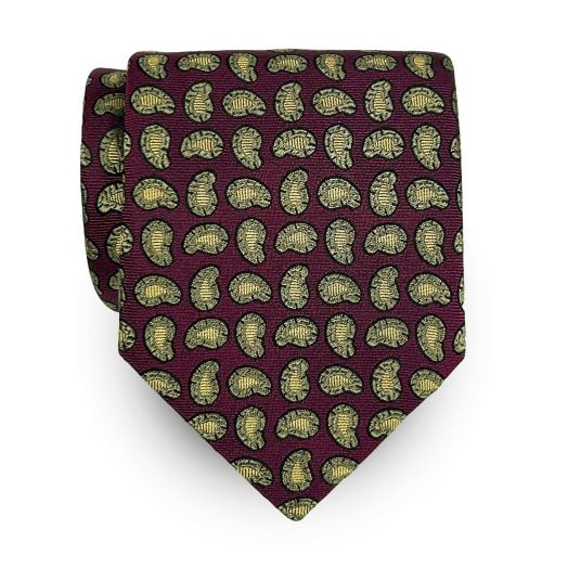 Seaward & Stearn English Woven Silk Tie - Teardrop - Wine, Taupe & Gold (113470) Extra Long