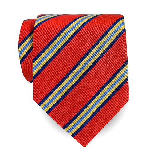 Seaward & Stearn English Woven Silk Tie - Triple Stripe - Orange with Navy, Blue & Yellow (113464)