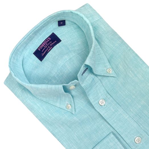 Seaward & Stearn Long Sleeve Linen Sport Shirt - Aquamarine
