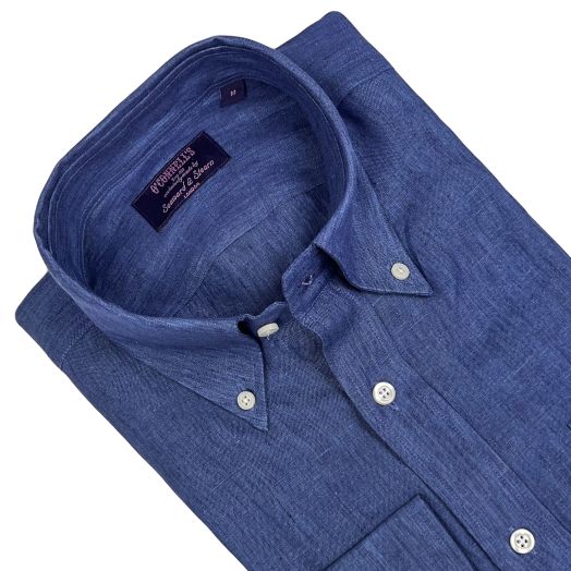 Seaward & Stearn Long Sleeve Linen Sport Shirt - Dark Blue