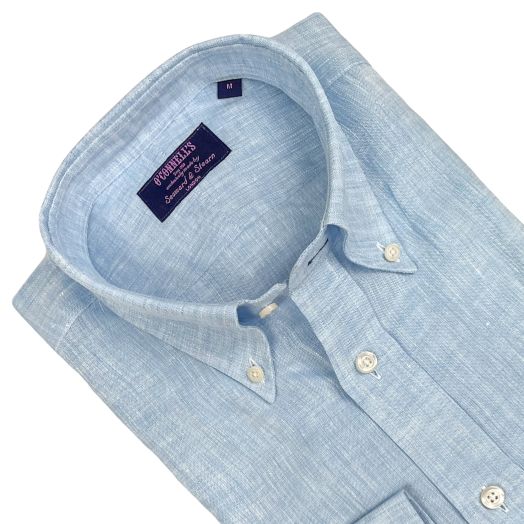 Seaward & Stearn Long Sleeve Linen Sport Shirt - Light Blue