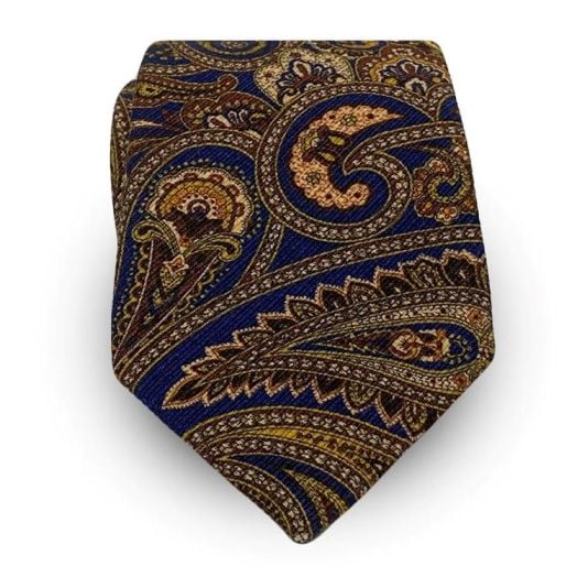 Seaward & Stearn Silk & Wool Twill Tie - Large Paisley - Navy (108674)