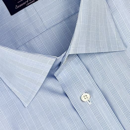 Seaward & Stearn Spread Collar Dress Shirt - Plaid - Sky Blue