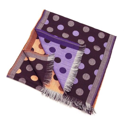 Seaward & Stearn Superfine Wool Scarf - Multi Dot - Purple (68662)