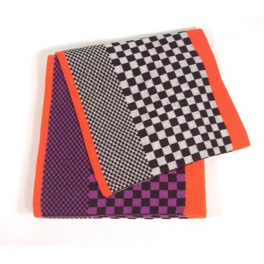Seaward & Stearn Wool Knit Scarf - Black/Grey/Purple (63199)