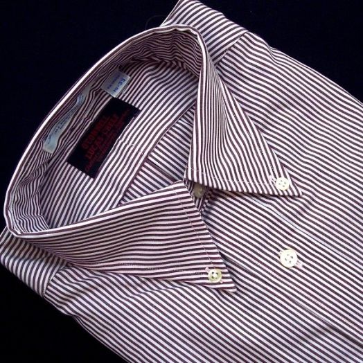 Sero Shirtmakers - Broadcloth Buttondown - Burgundy Banker Stripe