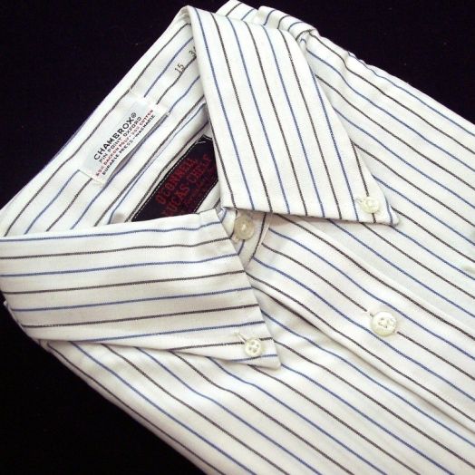 Sero Shirtmakers - Chambrox Buttondown - White with Blue and Black Stripe
