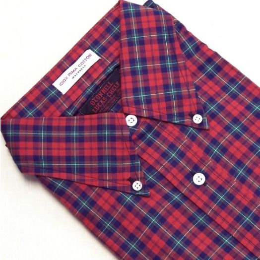 Sero Shirtmakers Vintage Long Sleeve Pima Cotton Sport Shirt - Red1