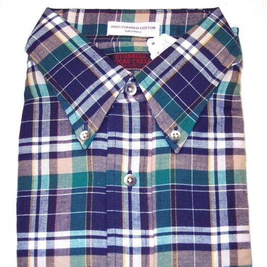 Sero Shirtmakers Vintage Long Sleeve Combed Cotton Flannel Sportshirt - Nvy6