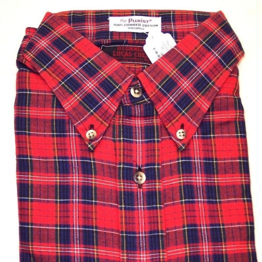Sero Shirtmakers Vintage Long Sleeve Combed Cotton Flannel Sportshirt - Red1