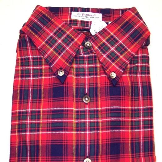 Sero Shirtmakers Vintage Long Sleeve Combed Cotton Flannel Sportshirt - Red4