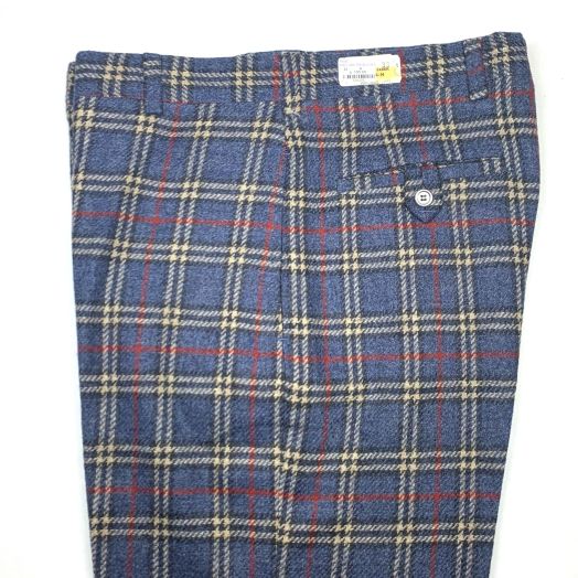 Shetland Tweed Trousers - Blue, Tan & Red Plaid (P2005)