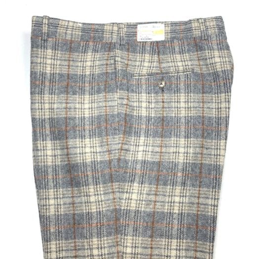 Shetland Tweed Trousers - Plaid - Light Blue with Grey, Rust & Cream (52706)
