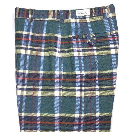 Shetland Tweed Trousers - Tartan - Green, Yellow, Orange (P2043)