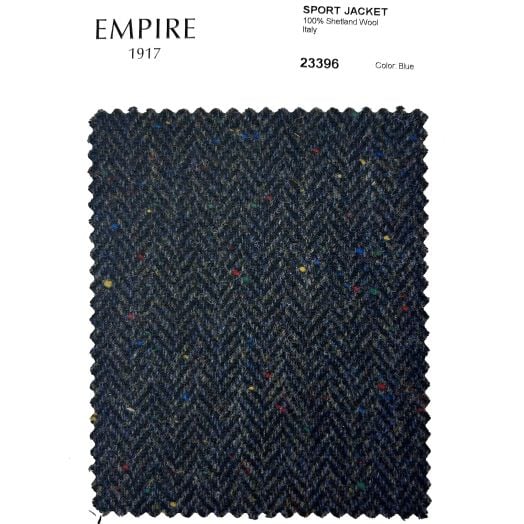 Shetland Wool Sport Coat - Navy Herringbone with Flecks (Made to Order) 23396