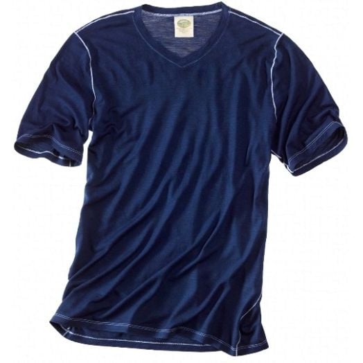 Short Sleeve Cross Neck Shirt by Ramblers Way - Indigo