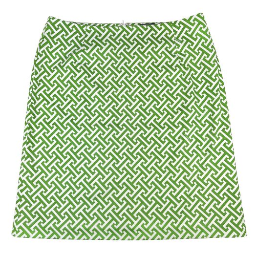 O'Connell's Women's Cotton Skirt - Basket Weave - Green & White (804)