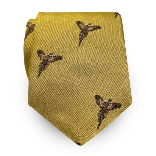 Atkinsons Silk Club Necktie - Pheasants - Gold (39014)