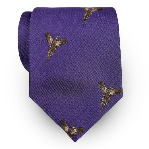 Atkinsons Silk Club Necktie - Pheasants - Purple (39007)