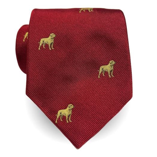 Atkinsons Silk Club Necktie - Yellow Labs on Red (36342)