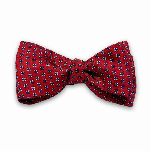 Atkinsons Silk Print Bow - Neat - Dark Red (91564)
