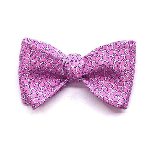 Silk Print Bow Tie - Horseshoes - Pink (60512)