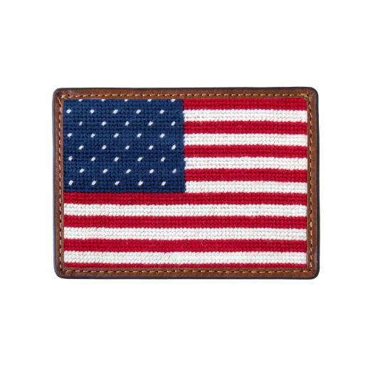 Smathers & Branson Needlepoint Credit Card Wallet - Big American Flag