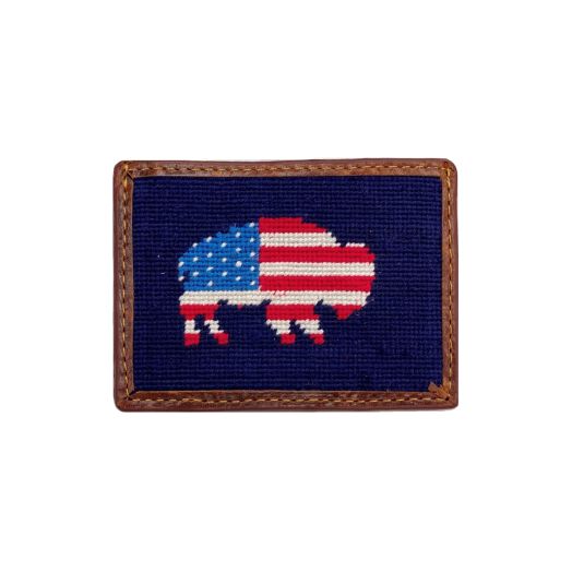 Smathers & Branson Needlepoint Credit Card Wallet - Buffalo Flag