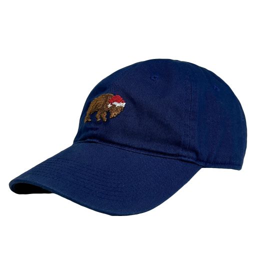 Smathers & Branson Needlepoint Ballcap - Buffalo with Santa Hat (Navy)