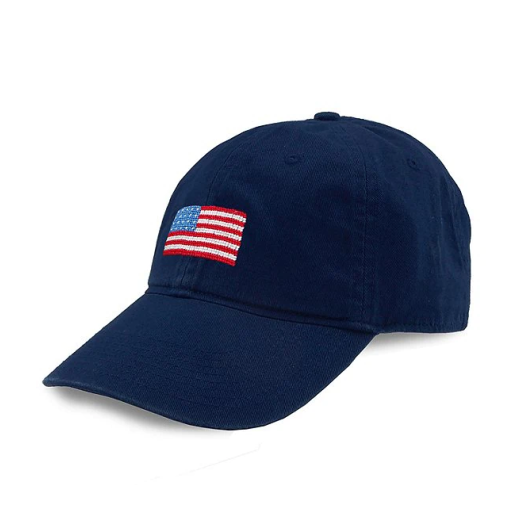 Smathers & Branson Needlepoint Ballcap - American Flag - Navy