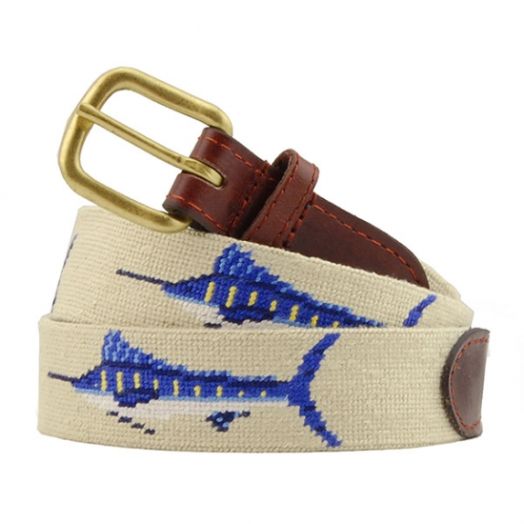 Smathers & Branson Needlepoint Belt - Billfish (Natural)
