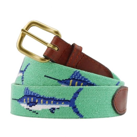 Smathers & Branson Needlepoint Belt - Billfish (Mint)