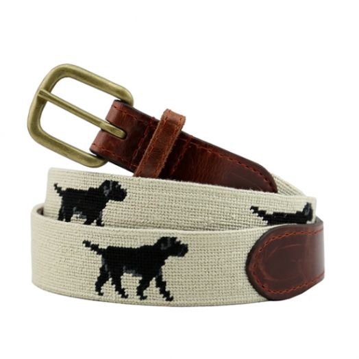 Smathers & Branson Needlepoint Belt - Black Lab (Khaki)
