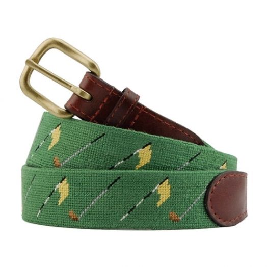 Smathers & Branson Needlepoint Belt - Golf Clubs (Sage)