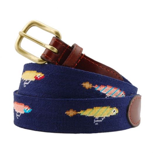 Smathers & Branson Needlepoint Belt - Lures (Dark Navy)