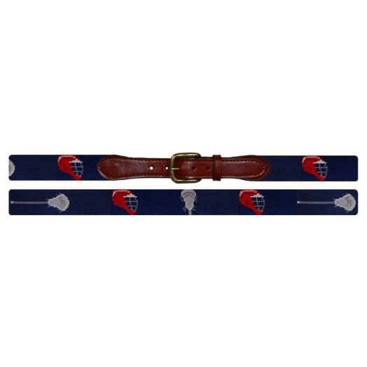 Smathers & Branson Needlepoint Belt - Sticks and Helmets (Dark Navy)