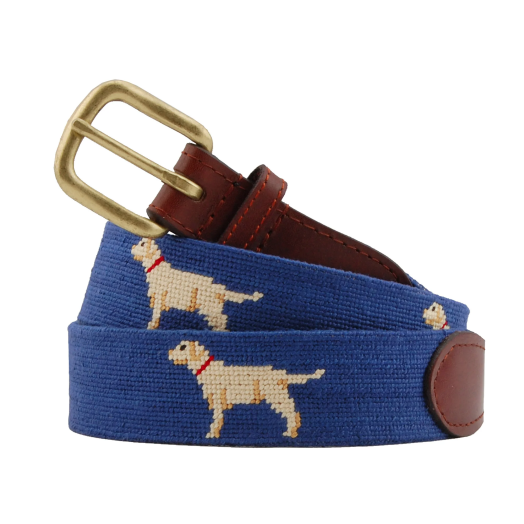 Smathers & Branson Needlepoint Belt - Yellow Labs