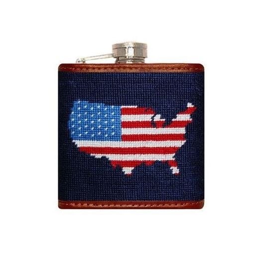 Smathers & Branson Needlepoint Flask - Americana (Dark Navy)