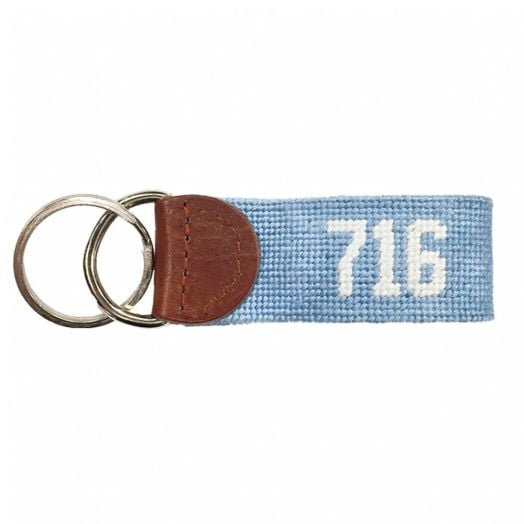 Smathers & Branson Needlepoint Key Fob - Buffalo '716' - Light Blue & White