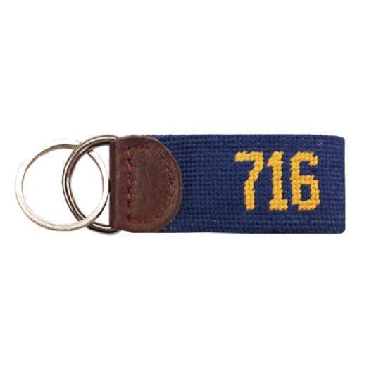 Smathers & Branson Needlepoint Key Fob - Buffalo '716' - Navy & Gold