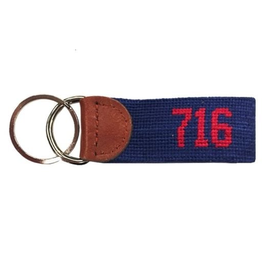 Smathers & Branson Needlepoint Key Fob - Buffalo '716' - Navy & Red