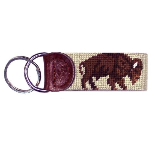 Smathers & Branson Needlepoint Key Fob - Buffalo (Brown on Tan)