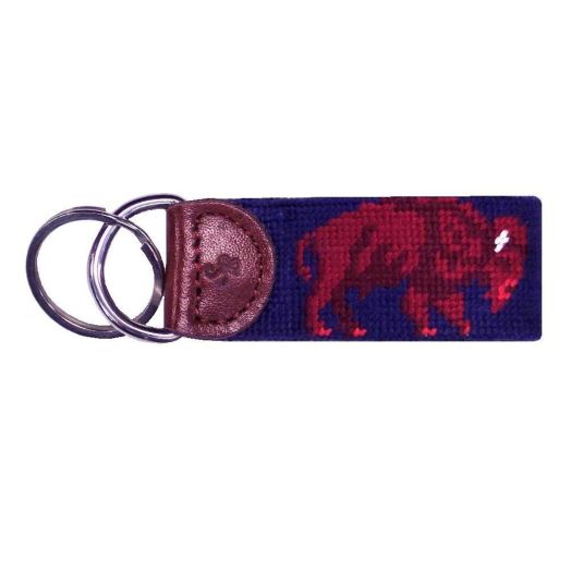Smathers & Branson Needlepoint Key Fob - Buffalo (Red on Navy)